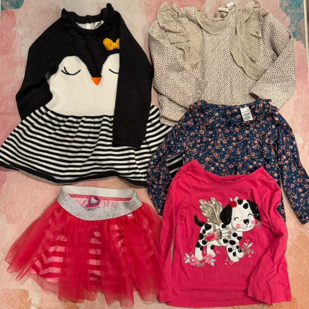 Bundle Girl 3T Hello Kitty Zara Max Studio Skirt Tops Knitted Dress